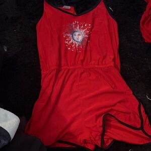 No Boundaries Red Sun Print Romper